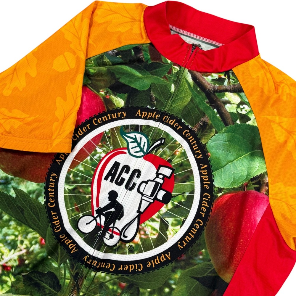 PRIMAL Apple Cider Century Cycling Jersey Mens M Red Orange Graphic Bike Top